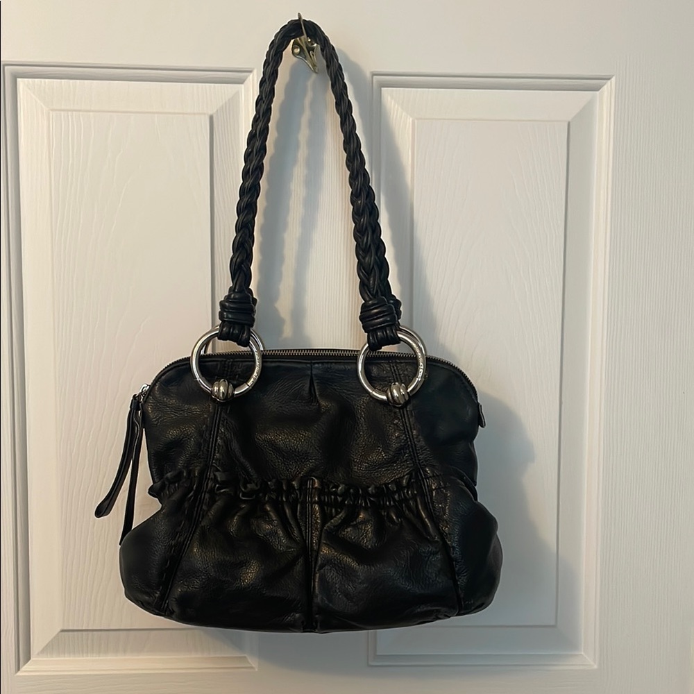 B Makowsky Black Leather Handbag